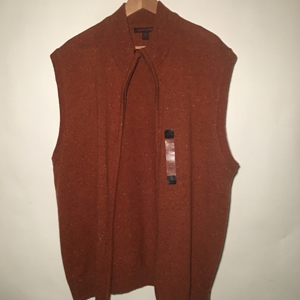 Linea Umono men’s full zip sweater vest Sz 2XLT burnt orange